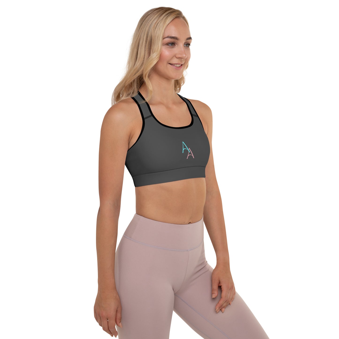 Black April Padded Sports Bra - Double AA Logo