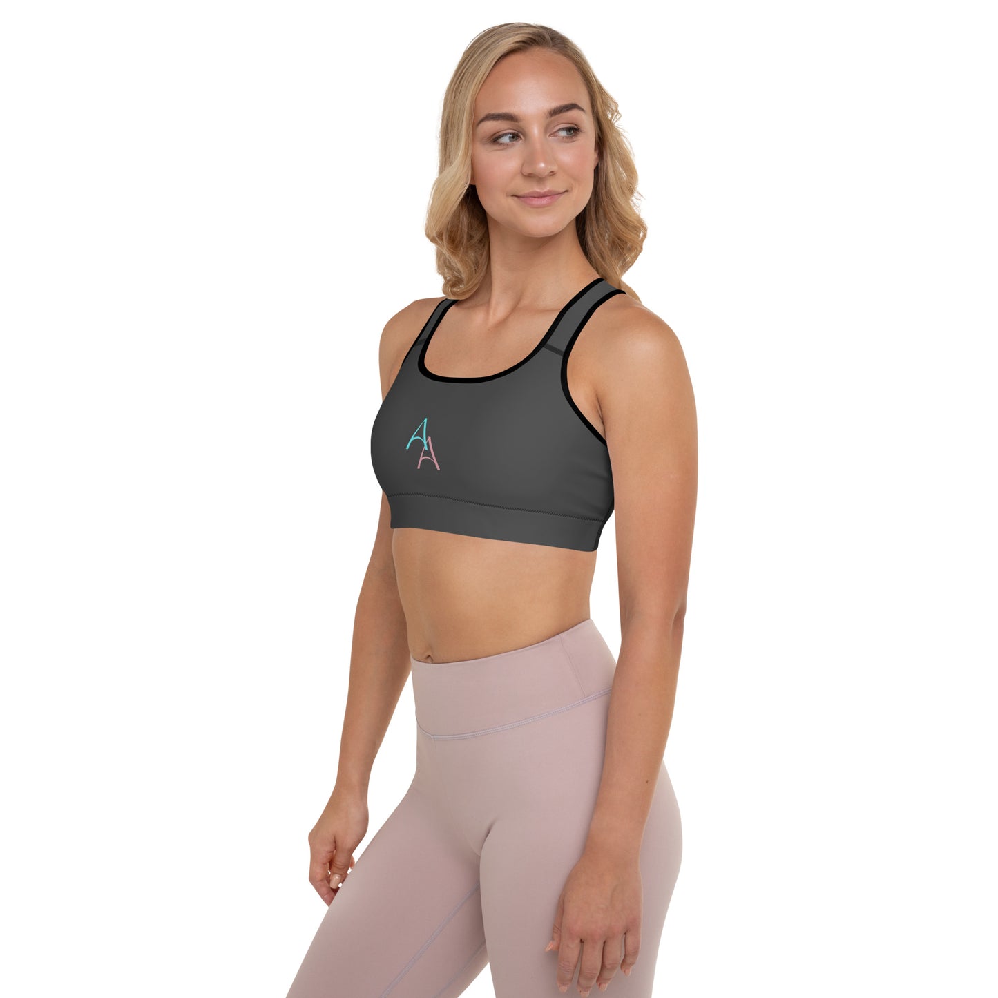 Black April Padded Sports Bra - Double AA Logo