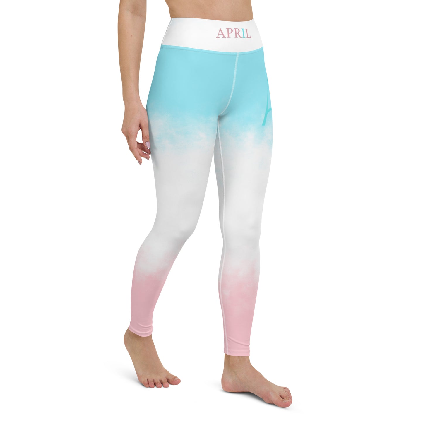 Cotton Candy April Yoga Leggings With Double AA and April Logos (F/B Waistband)