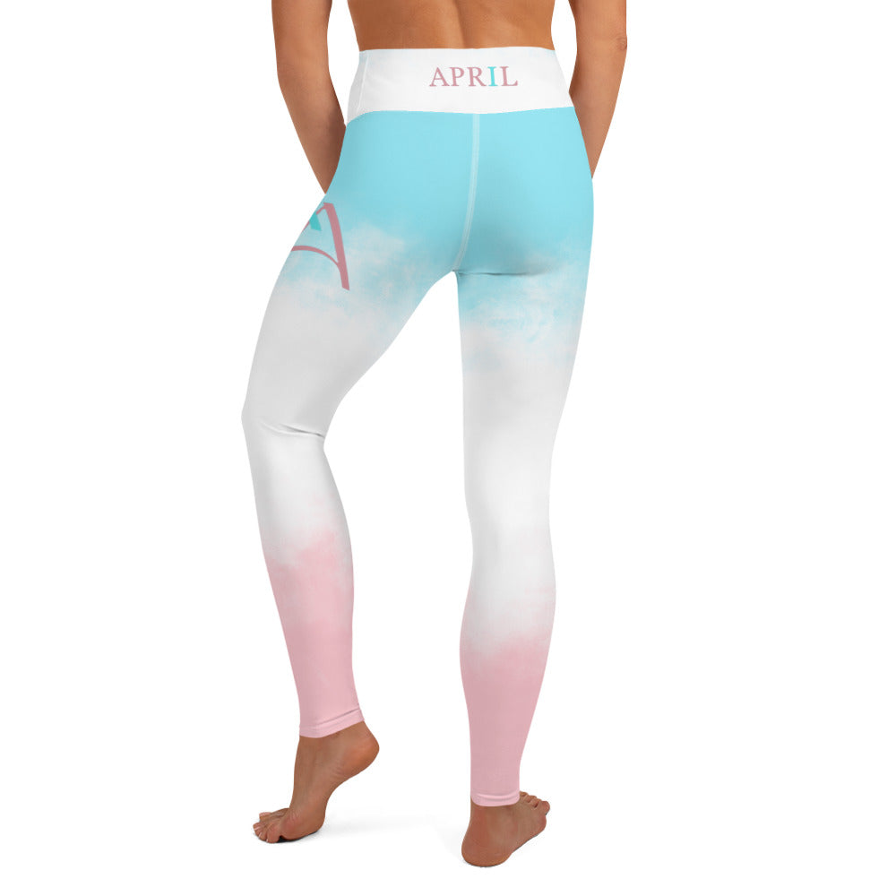 Cotton Candy April Yoga Leggings With Double AA and April Logos (F/B Waistband)