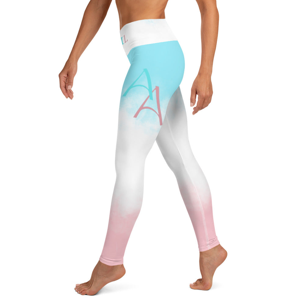 Cotton Candy April Yoga Leggings With Double AA and April Logos (F/B Waistband)