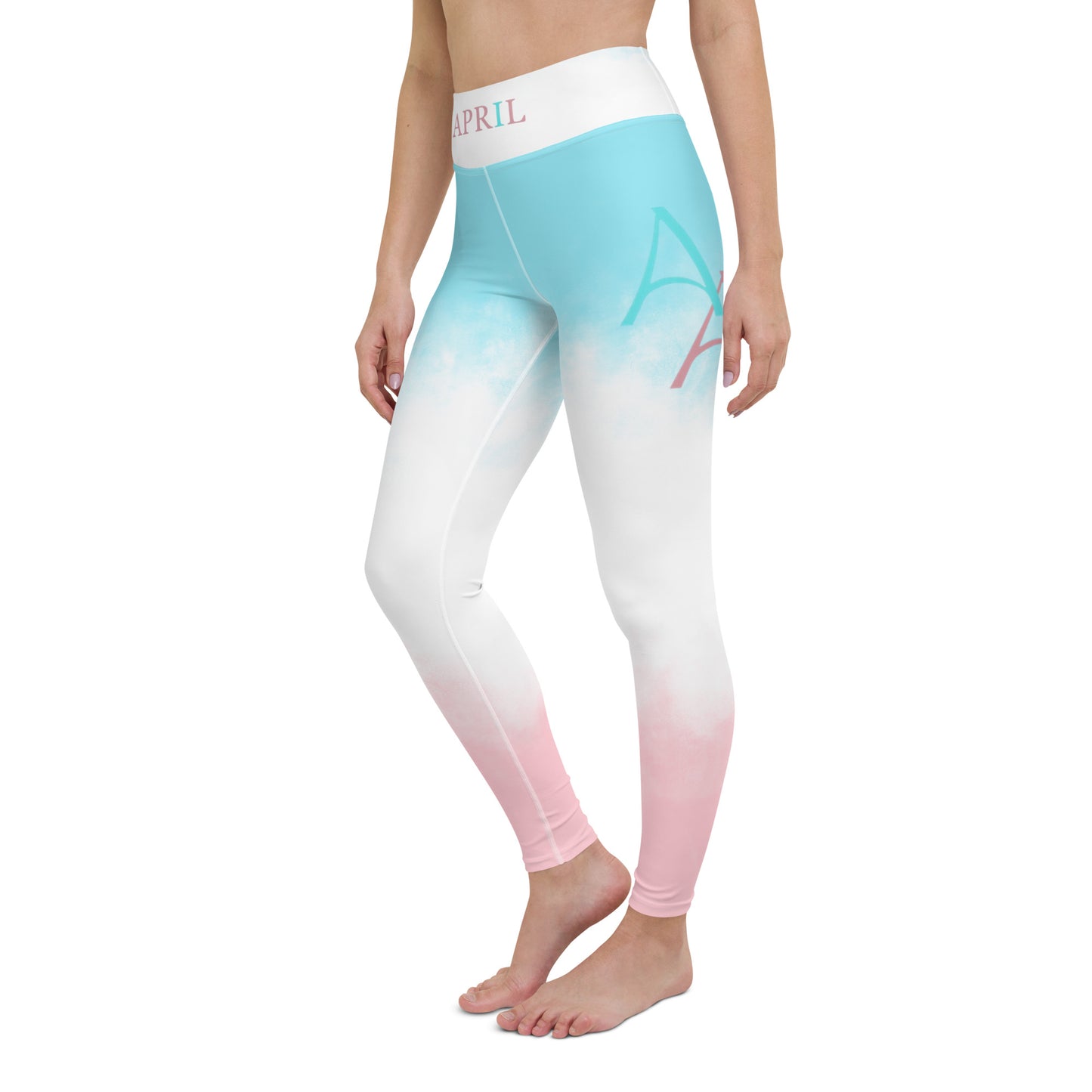 Cotton Candy April Yoga Leggings With Double AA and April Logos (F/B Waistband)