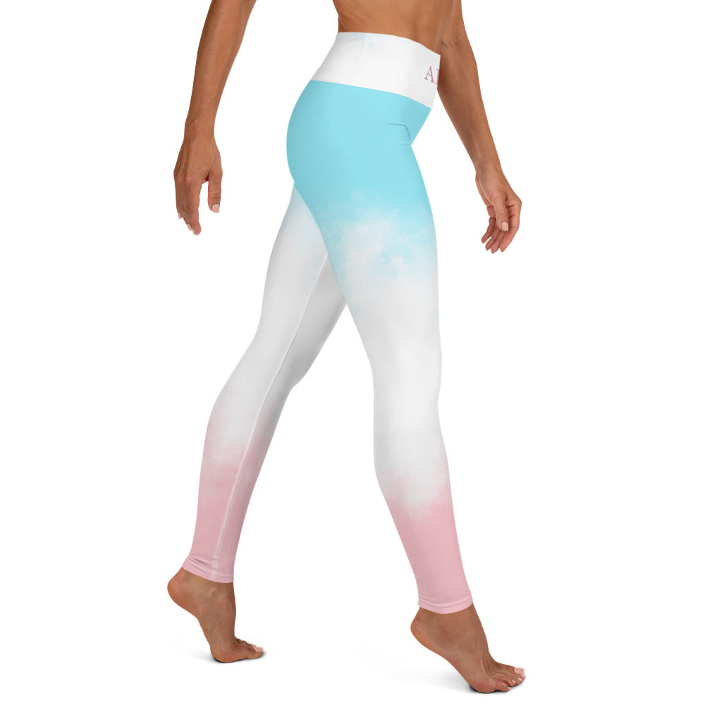 Cotton Candy April Yoga Leggings With Double AA and April Logos (F/B Waistband)