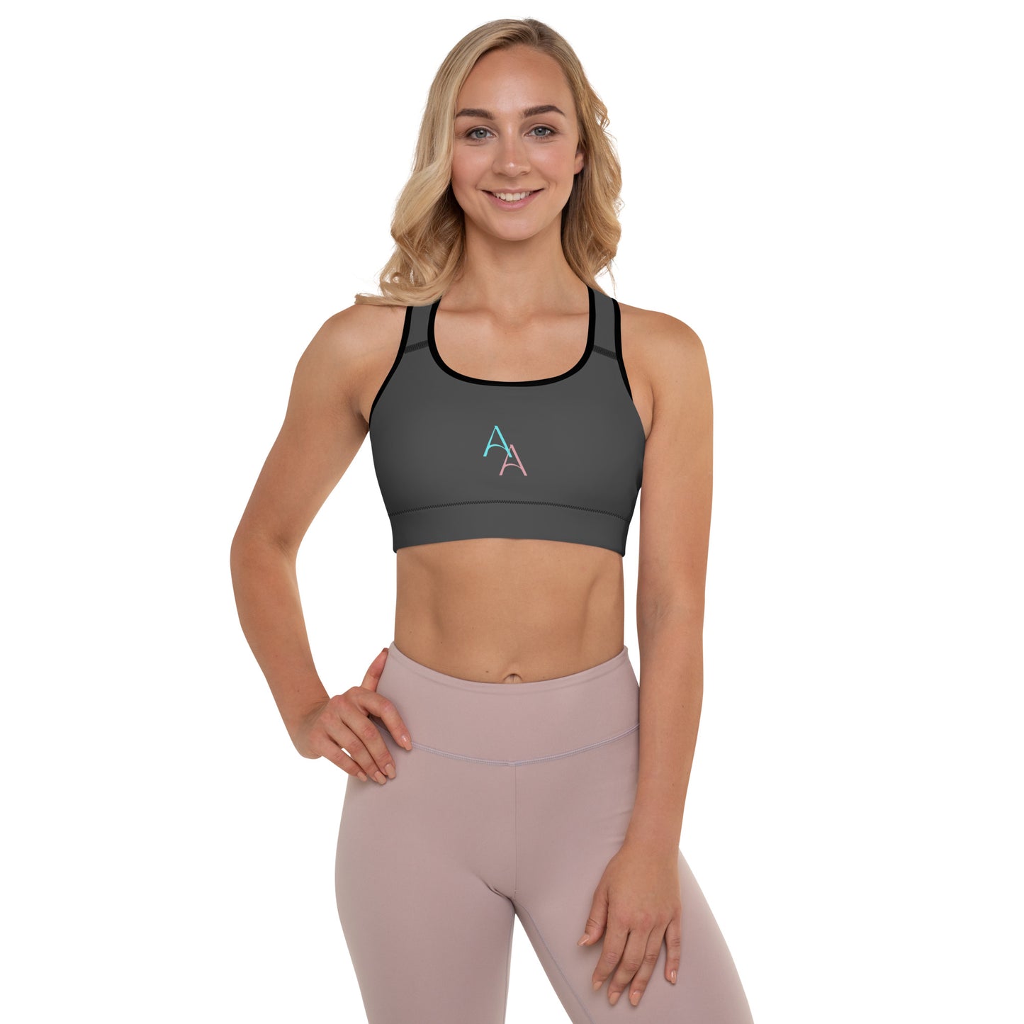 Black April Padded Sports Bra - Double AA Logo