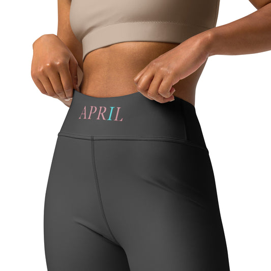 Black April Women’s Yoga Leggings (F/B Waistband Logos)