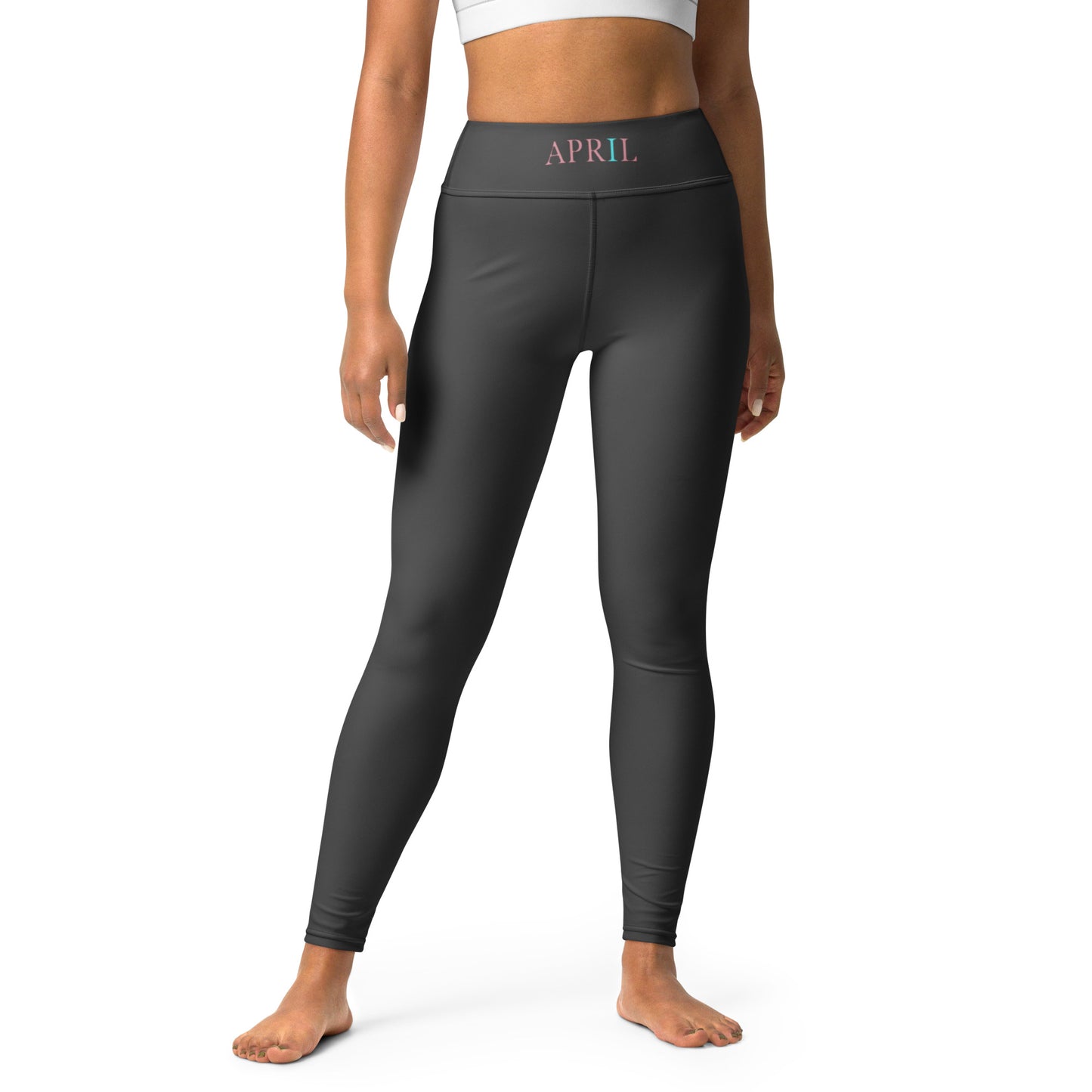 Black April Women’s Yoga Leggings (F/B Waistband Logos)